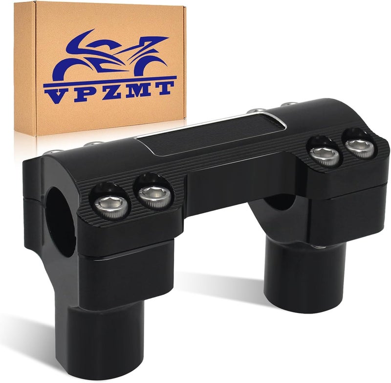 VPZMT Handlbar Risers 2'' Tall for Harley Softail, Fat Boy, Breakout, Dyna, Touring, Street Glide, Road Glide, Electra Glide, Road King with 1.0" Clamping Cover Area Models, Black - Image 1